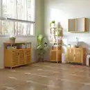 Bild 4 von Badschrank Badezimmerschrank mit 3 offenen Fächern für Badezimmer, Natur