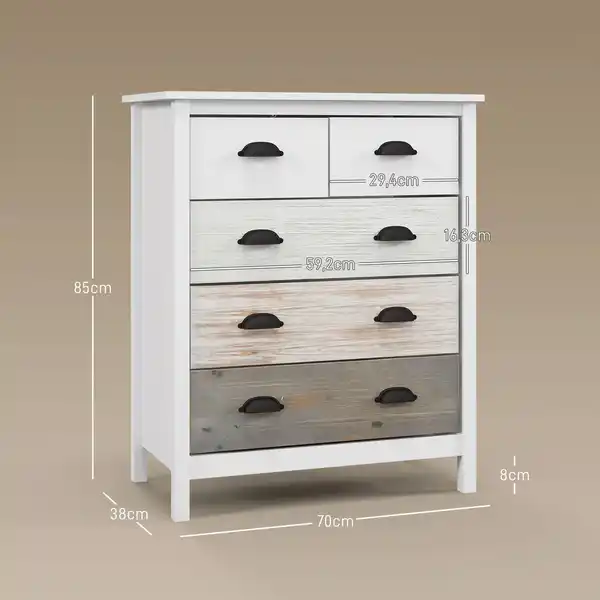 Bild 3 von Kommode Aufbewahrungsschrank mit 5 Schubladen, Schubladenschrank mit Griff