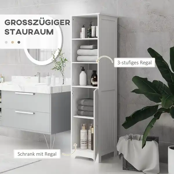 Bild 4 von Badezimmerschrank Badschrank mit 3 offenen Fächern, 1 Schrankfach, Weiß