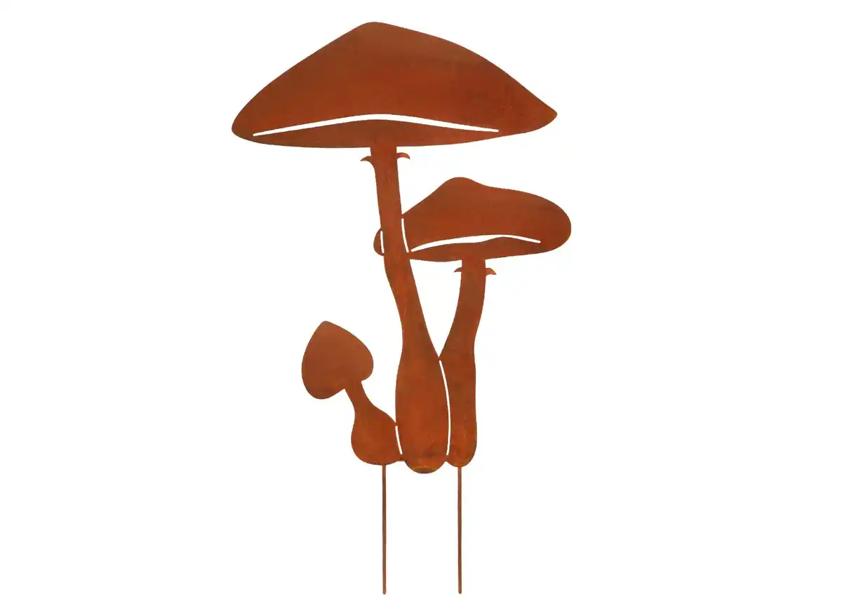 Bild 1 von Gartenstecker Pilze aus Metall 21x37cm Rostbraun