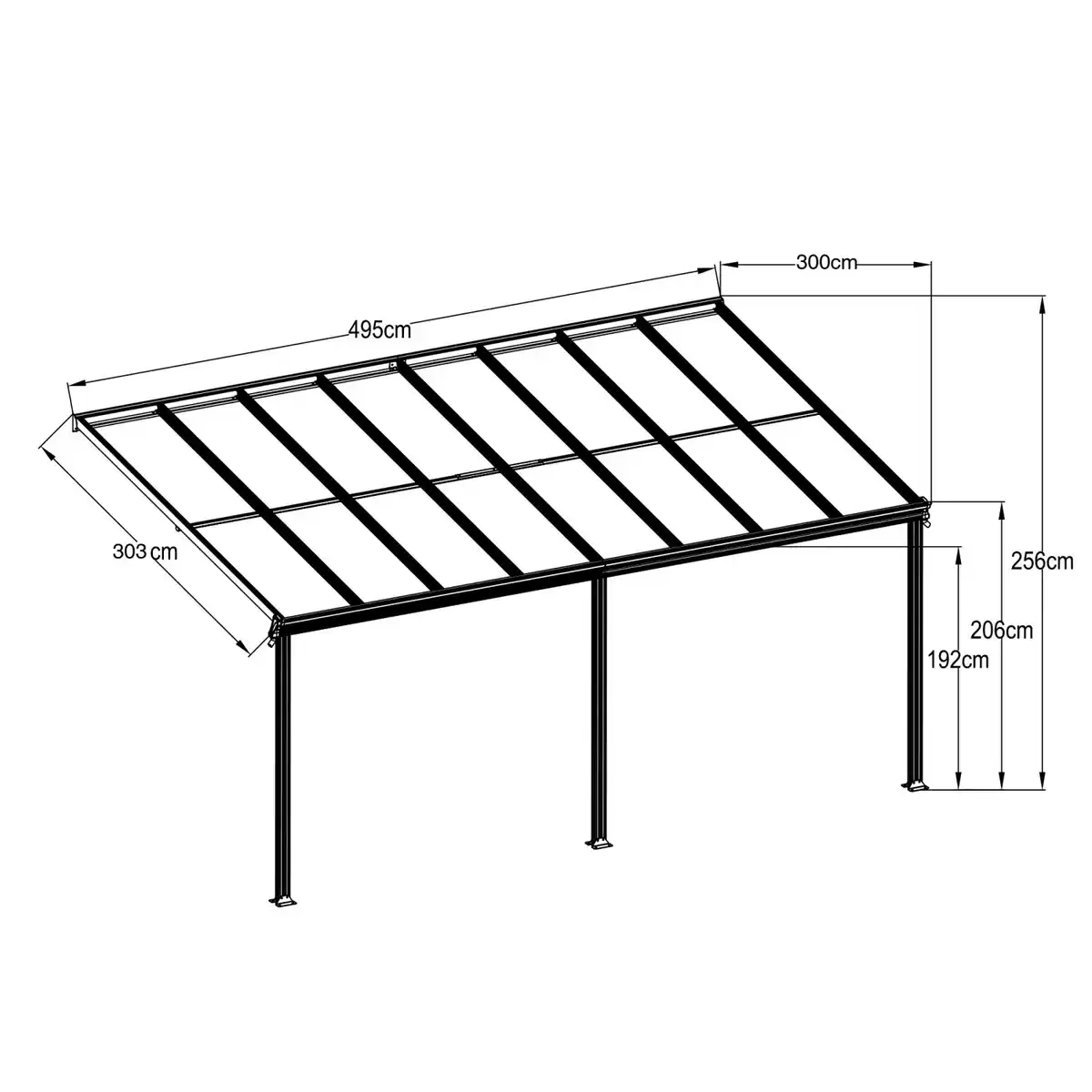 Bild 2 von Floraworld Terrassenüberdachung Anthrazit 496 cm x 303 cm