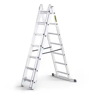 DRABEST Vielzweckleiter 3 x 7 Sprossen Aluminium