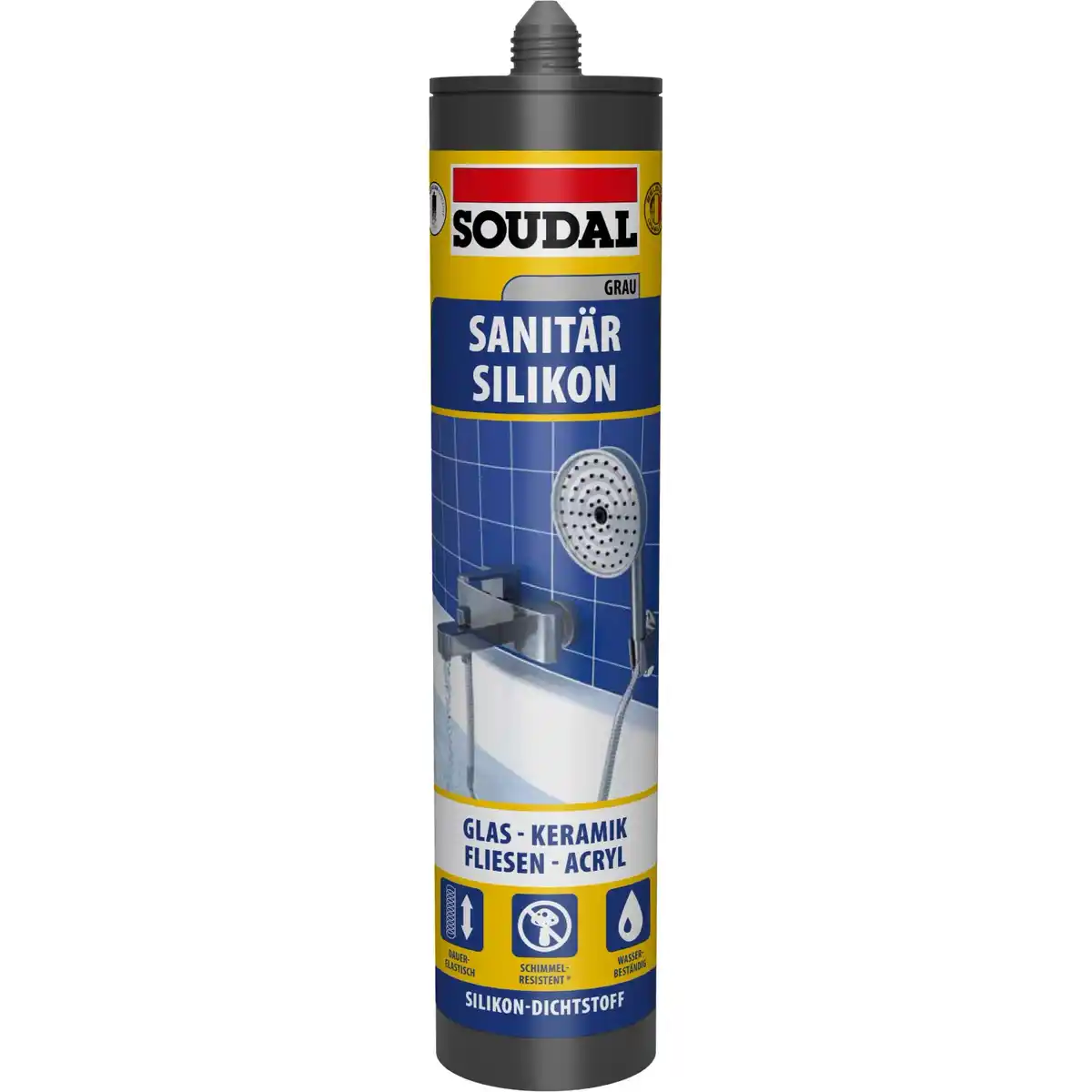 Bild 1 von Soudal Dusche & Bad Silikon Grau 300 ml