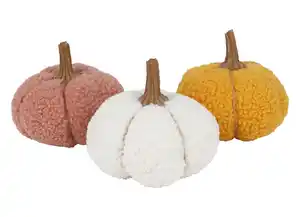 Deko-Kürbis mit Teddyfell 15x13cm