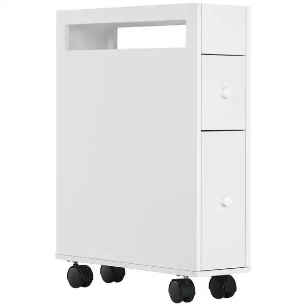 Bild 1 von Badezimmerschrank mit Rollen, Nischenschrank mit Schubladen, Fach Weiß