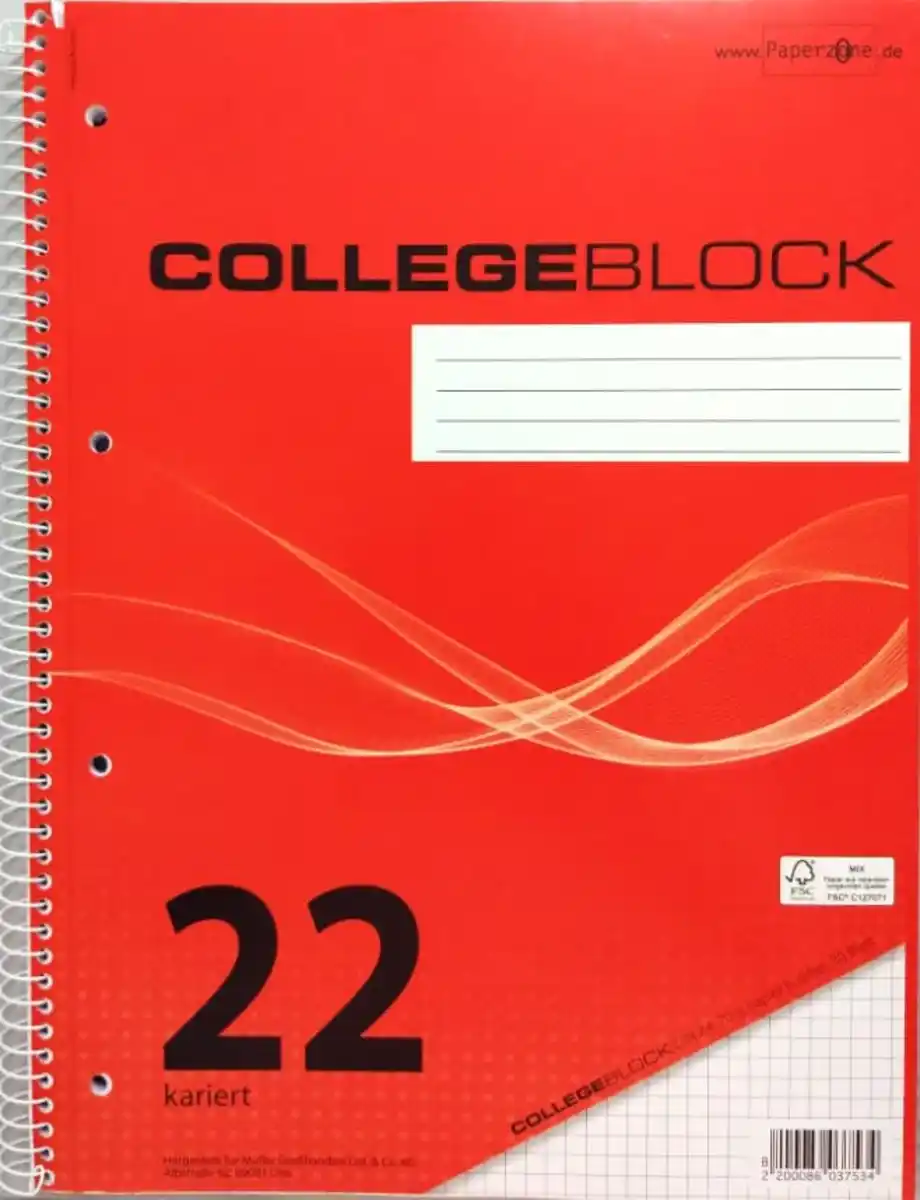 Bild 1 von PAPERZONE Collegeblock A4 Lineatur 22 80 Blatt, 1 Stk