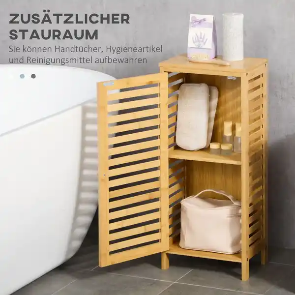 Bild 4 von Badschrank Badezimmerschrank Beistellschrank mit Lamellentür, 2 Fächern