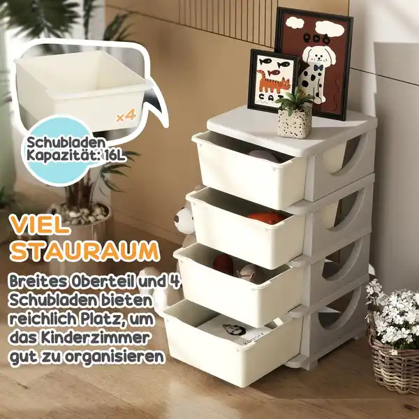 Bild 3 von HOMCOM Schubladenschrank für Kinder mit Stauraum Aufbewahrungsboxen vier Ebene