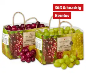 BEST MOMENTS Dunkle kernlose oder helle kernlose Tafeltrauben
