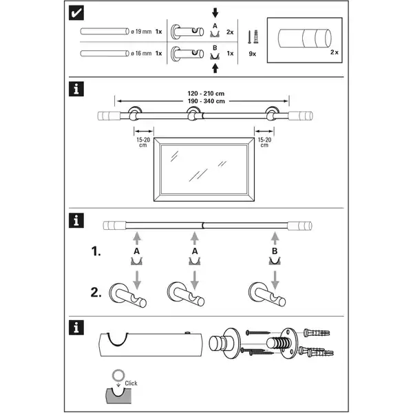 Bild 4 von Gardinia Gardinenstangen-Set Kreta Zylinder Ø 16/19mm 120-210cm Edelstahl-Optik
