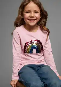 KIDSWORLD Langarmshirt Regenbogen mit Wende-Pailletten