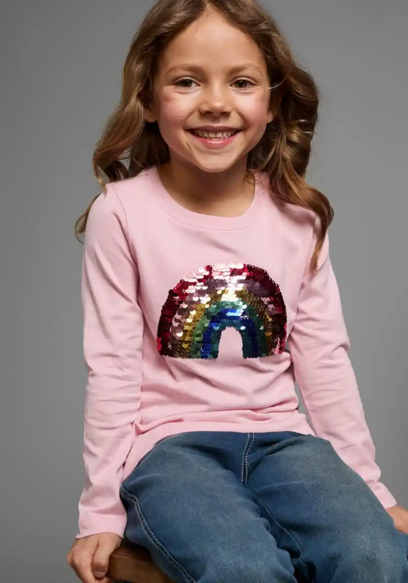 Bild 1 von KIDSWORLD Langarmshirt Regenbogen mit Wende-Pailletten