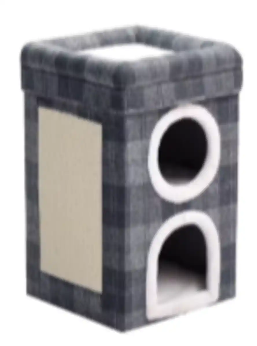 Bild 1 von Katzenturm 3Ebenen+Kratzbrett 39x39x64cm2fach sort Farbe: Grau