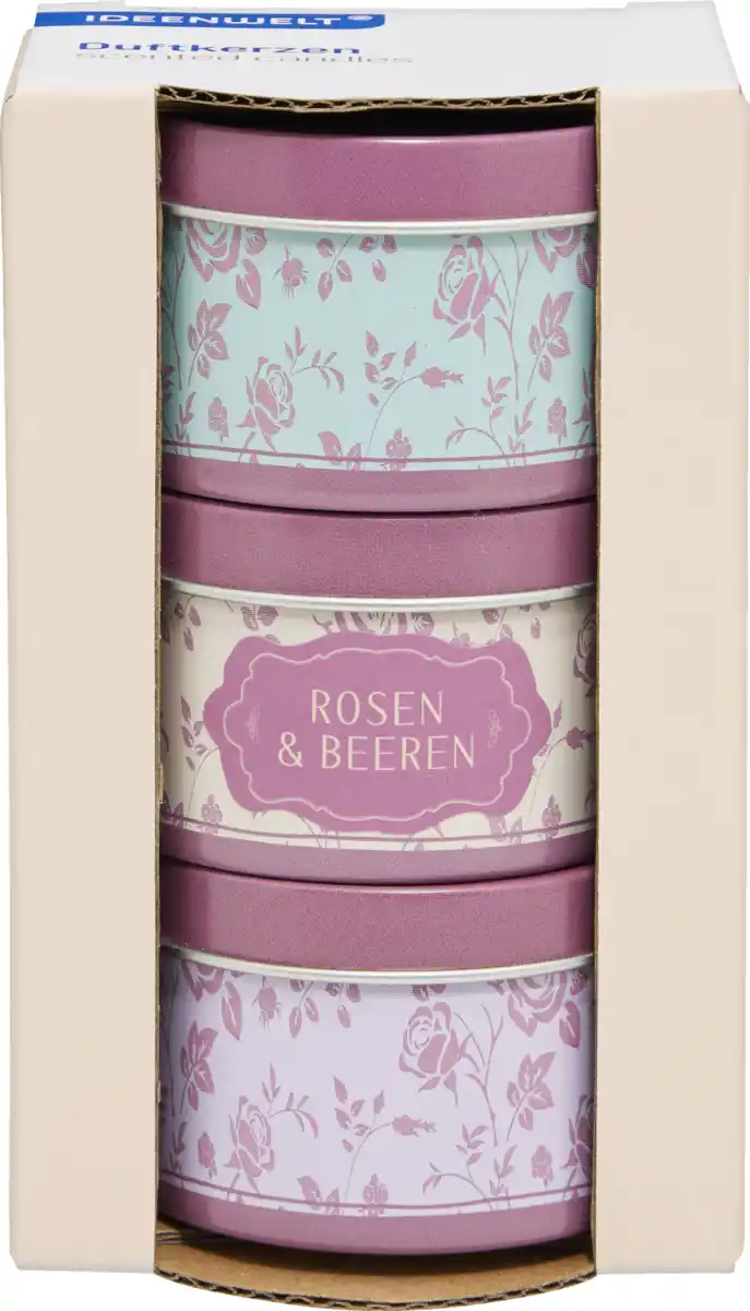 Bild 1 von IDEENWELT Duftkerzen in Metalldosen Rosen & Beeren 3er-Set