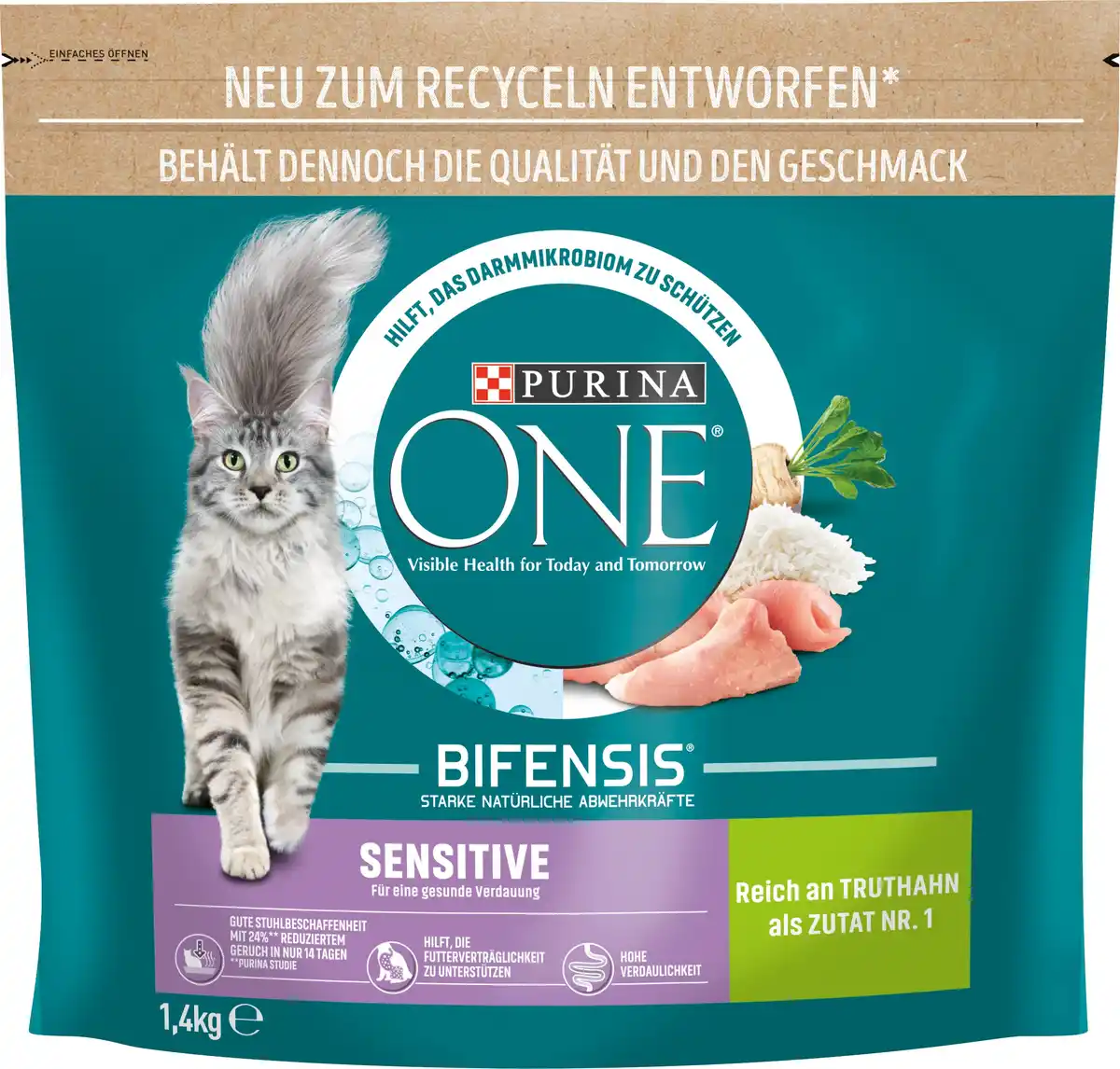 Bild 1 von Purina One Katzenfutter Sensitive reich an Truthahn 1,4 kg