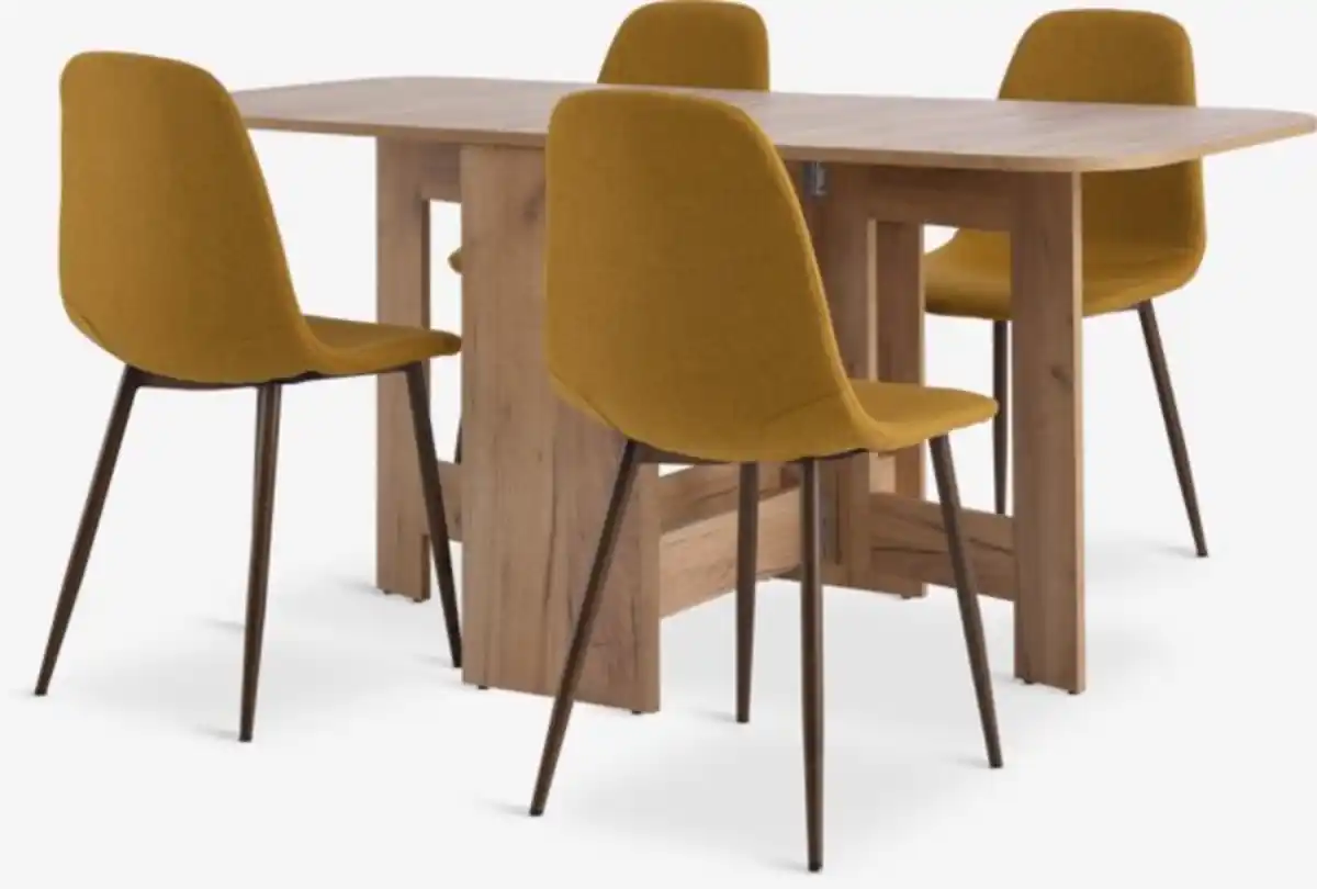 Bild 1 von ALLING L100/163 Tisch eiche + 4 JONSTRUP Stühle curry