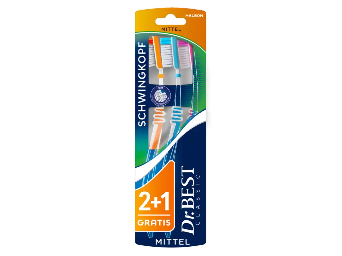 Bild 1 von Dr. Best Classic Zahnbürste mit Schwingkopf mittel,  3 Stu