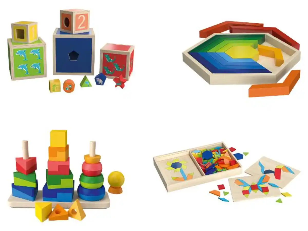 Bild 1 von Playtive Regenbogen-Stapelwürfel / Regenbogen-Legespiel / Regenbogen-Stecktürme / Mosaik-Spiel