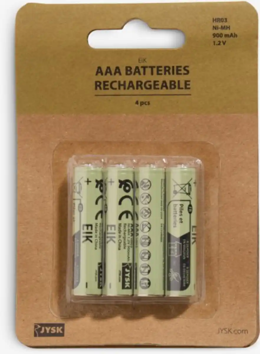 Bild 1 von Akku-Batterie wiederaufladbar EIK AAA 4Stk/Pck