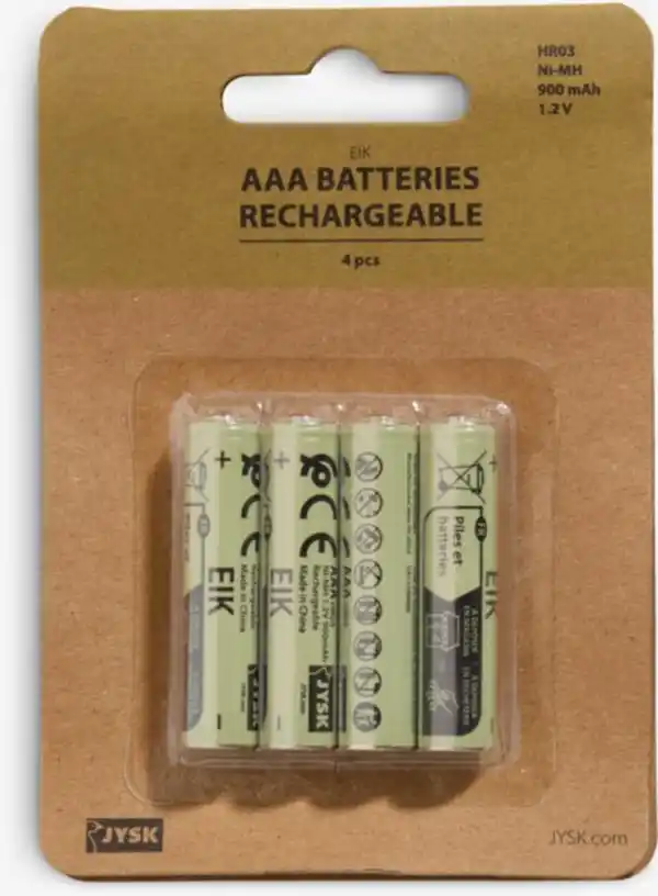 Bild 1 von Akku-Batterie wiederaufladbar EIK AAA 4Stk/Pck