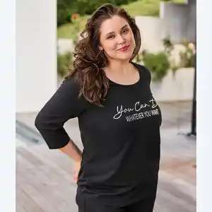 Damen-Langarmshirt mit Druck, große Größen