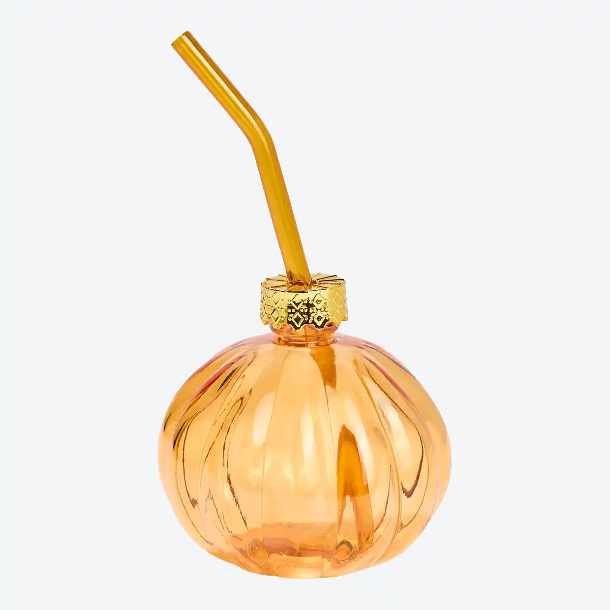 Bild 1 von Trinkglas in Kürbisform mit Strohhalm