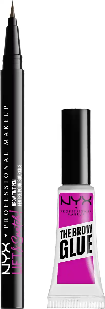Bild 1 von NYX Professional MakeUp Brow Kit 4 Brow Pen Ash Brown + Brow Glue Stick