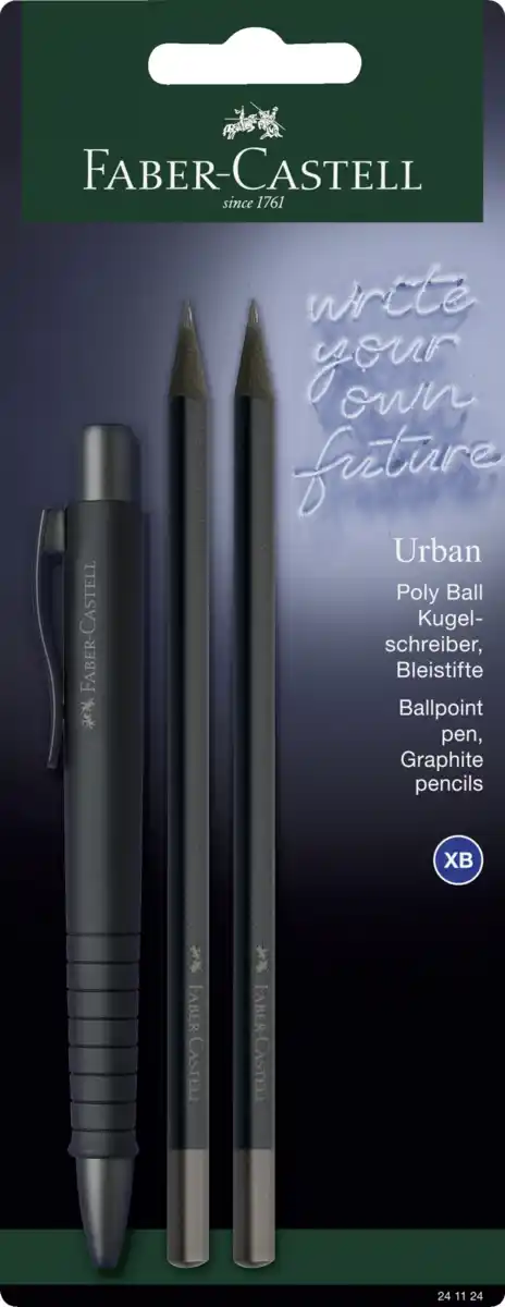 Bild 1 von Faber-Castell Urban Poly Ball Kugelschreiber + 2x Bleistifte all black