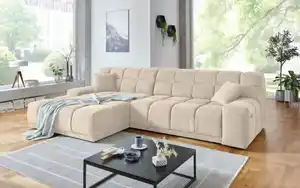 Wohnlandschaft London, beige, inkl. elektrischer Sitztiefenverstellung