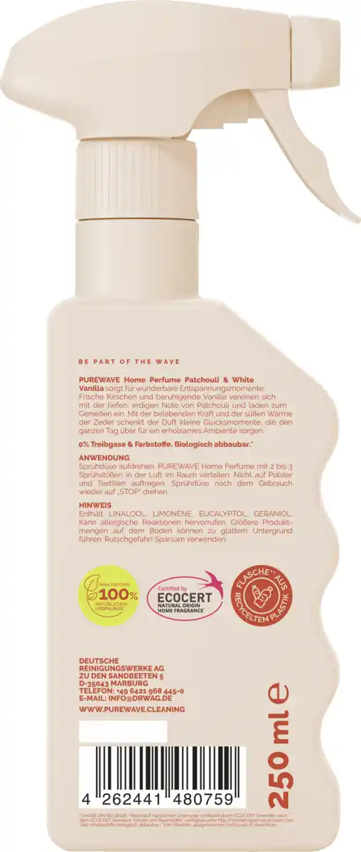Bild 2 von Purewave Home Perfume Patchouli & White Vanilla, 250 ml