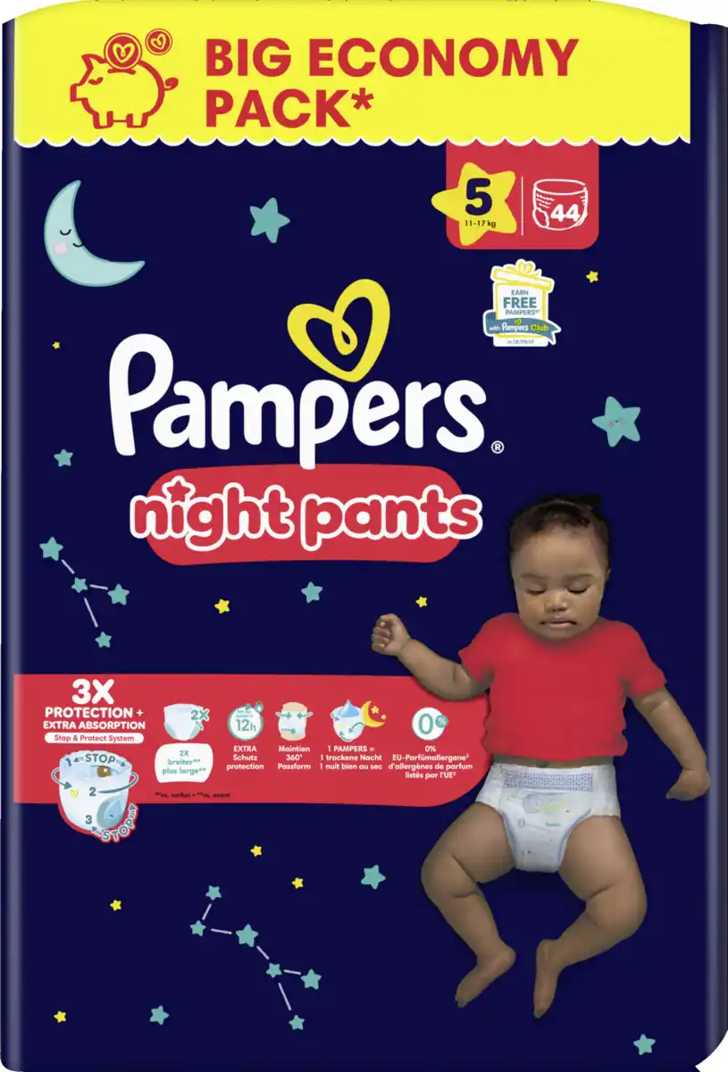 Bild 2 von Pampers Baby Dry Night Pants Gr. 5 Junior (11-17 kg) Big Eco Pack 44 Stück