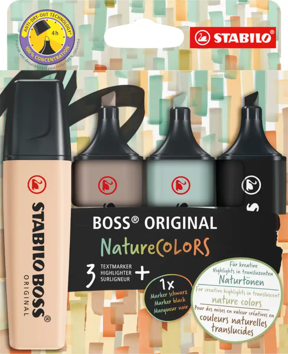 Bild 1 von STABILO 4er Etui ORIGINAL NatureCOLORS Textmarker