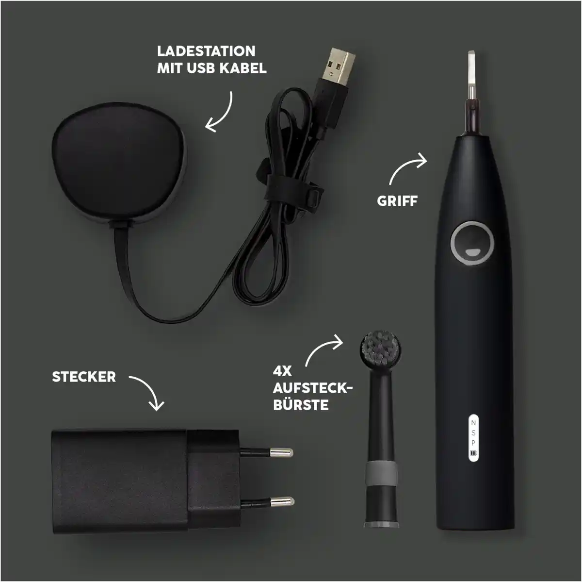 Bild 1 von ECO R2 + 3 Refills Elektrische Zahnbürste all black