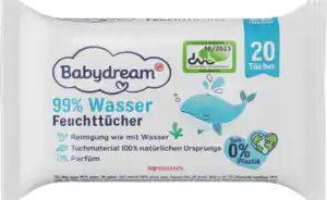 Babydream Babydream 99% Wasser Feuchttücher 20 ST