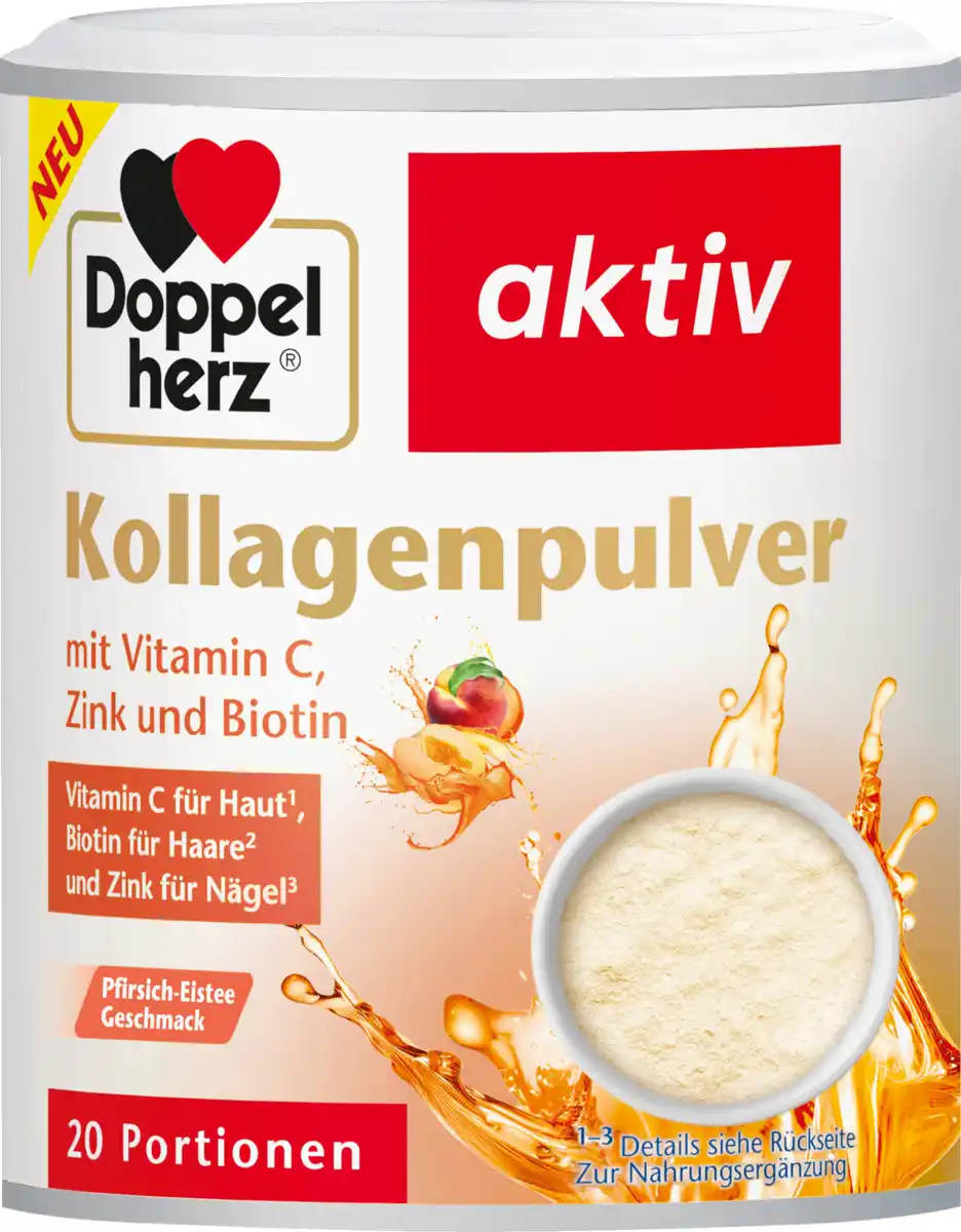 Bild 1 von Doppelherz Kollagenpulver mit Pfirsich-Eistee-Geschmack, 150 g