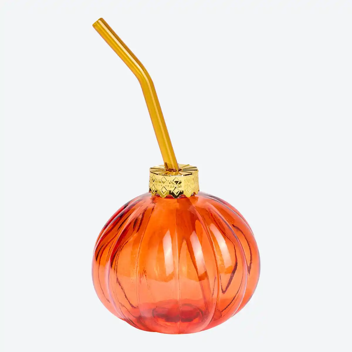 Bild 1 von Trinkglas in Kürbisform mit Strohhalm