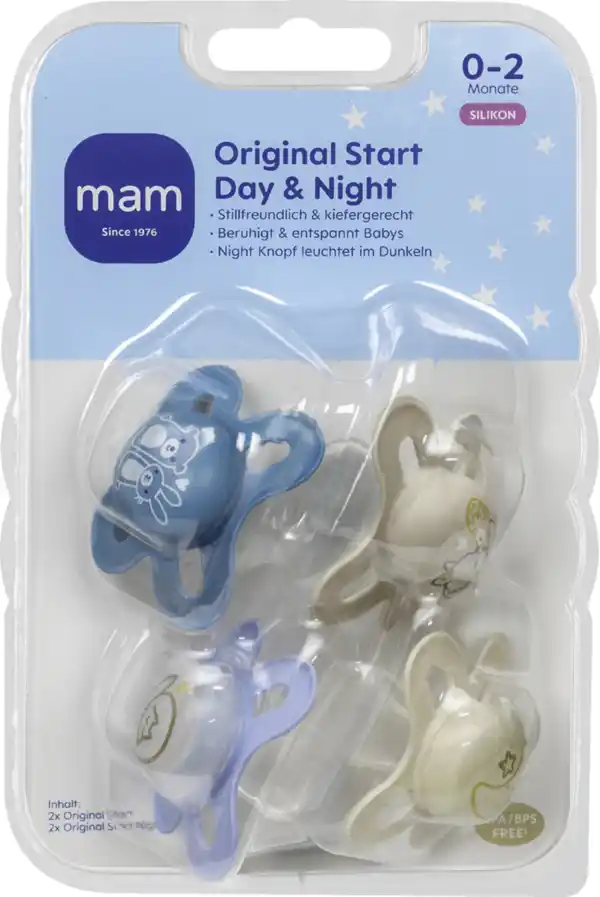 Bild 1 von MAM Schnuller Original Start Day & Night, 0-2 M, 4er-Set, blue