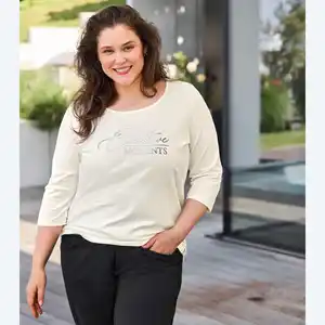 Damen-Langarmshirt mit Druck, große Größen