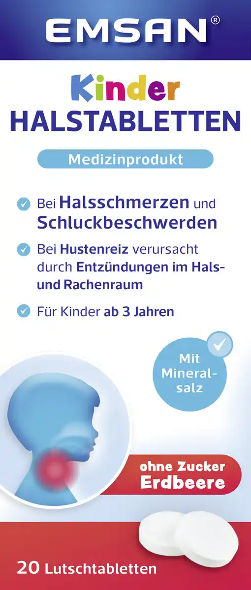 Bild 1 von Emsan Kinderhalstabletten ohne Zucker Erdbeere