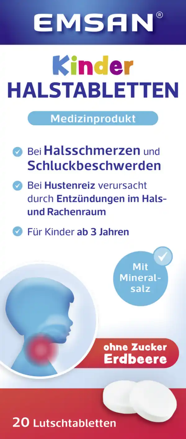 Bild 1 von Emsan Kinderhalstabletten ohne Zucker Erdbeere