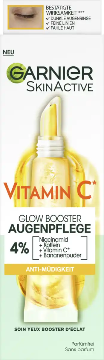 Bild 1 von Garnier SkinActive Vitamin C* Glow Booster Anti-Müdigkeits Augencreme, 15 ml