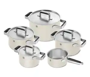 ZWILLING PURE Edelstahl-Kochgeschirr-Set, 5-teilig, elfenbeinfarben
