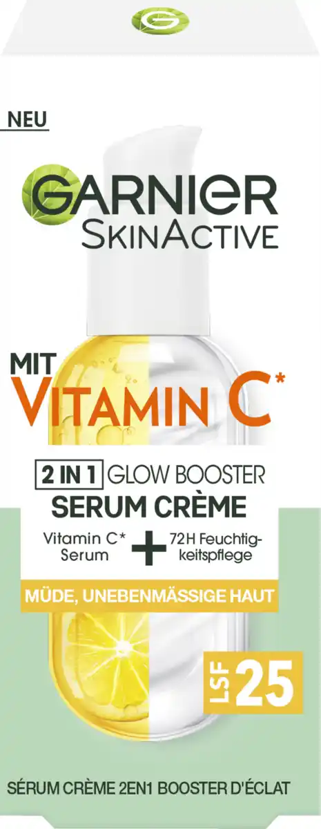Bild 1 von Garnier SkinActive 2in1 Vitamin C Glow Booster Crème LSF 25, 50 ml