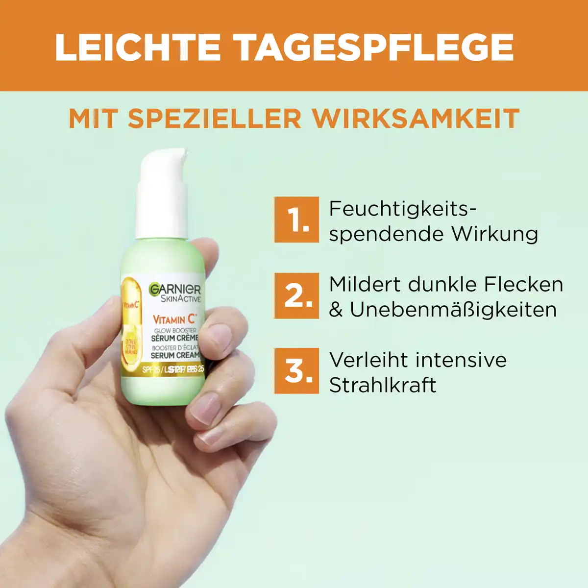 Bild 4 von Garnier SkinActive 2in1 Vitamin C Glow Booster Crème LSF 25, 50 ml