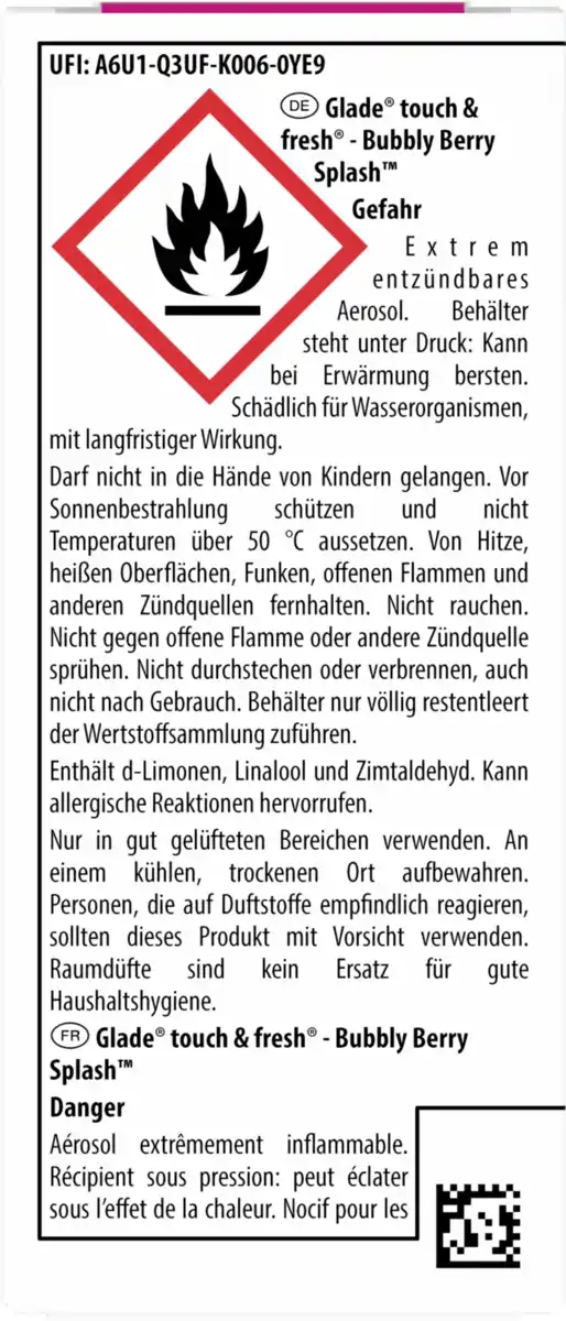 Bild 2 von Glade Touch & Fresh Minispray Nachfüller Bubbly Berry Splash, 10 ml