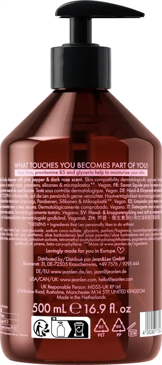 Bild 2 von Jean&Len Hand & Body Cleanser Pink Pepper & Dark Rose, 500 ml