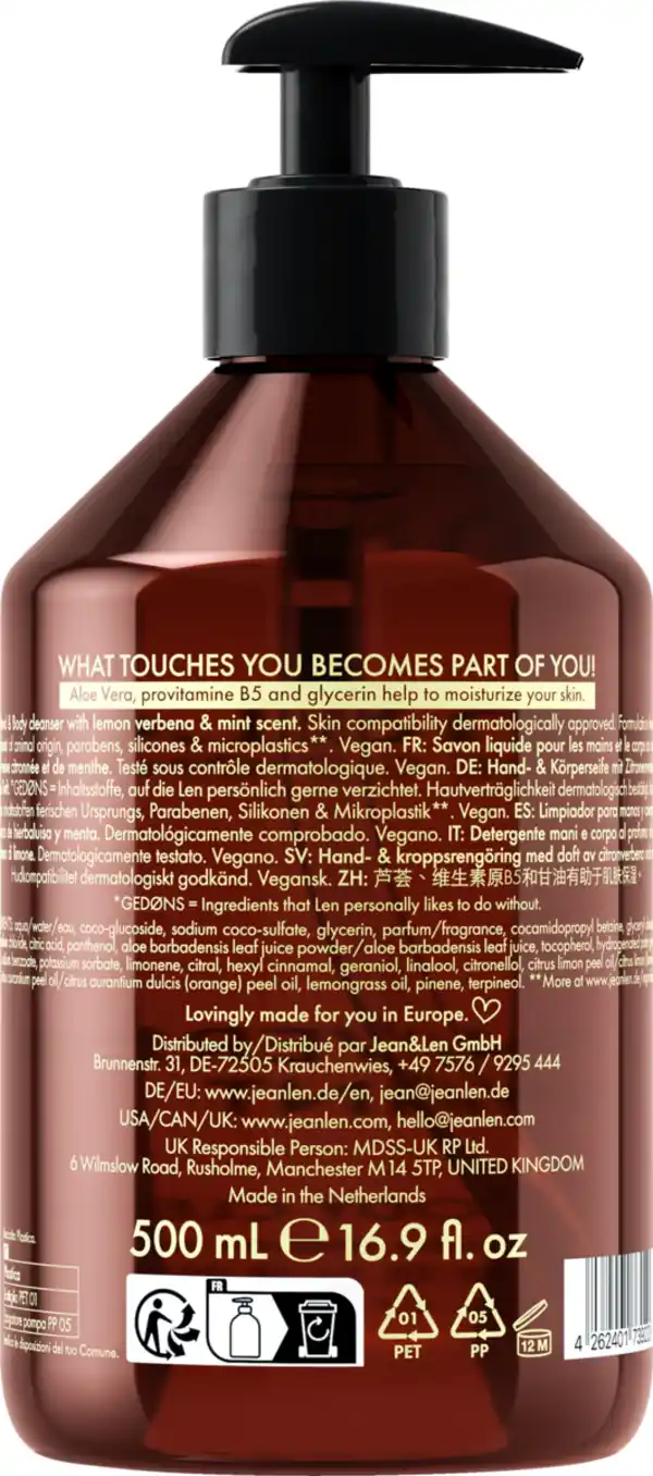 Bild 2 von Jean&Len Hand & Body Cleanser Lemon Verbena & Mint, 500 ml