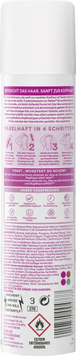 Bild 2 von Batiste Trockenshampoo Sensible Kopfhaut, 200 ml