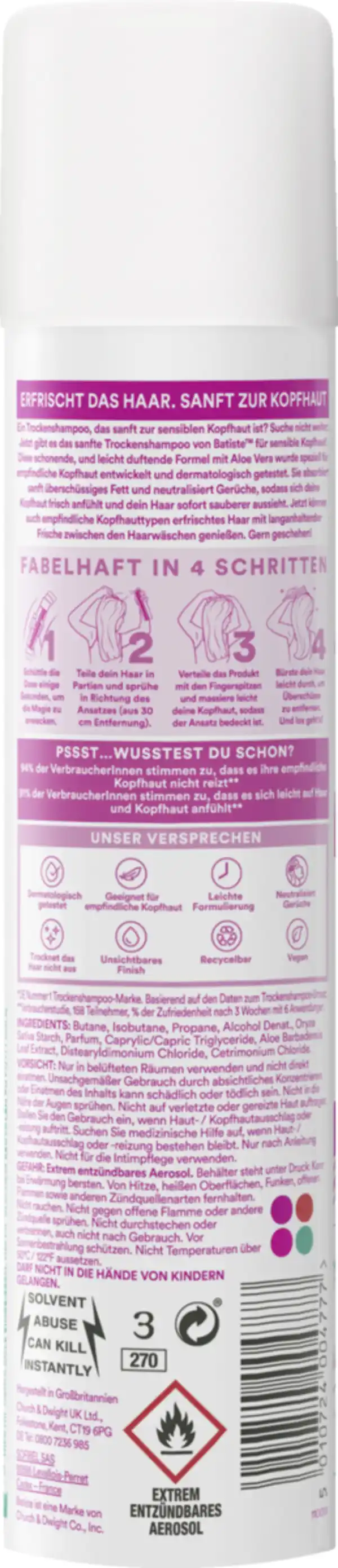 Bild 2 von Batiste Trockenshampoo Sensible Kopfhaut, 200 ml