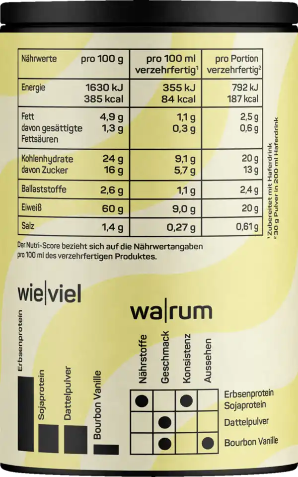 Bild 2 von Naduria Bio Vegan Protein Shake Bourbon Vanille, 300 g